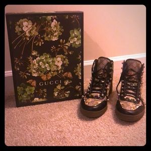 Gucci blooms hi top sneaker with metal studs